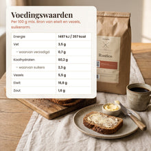 Brood van de Rustico · volkoren broodmix op de ontbijttafel